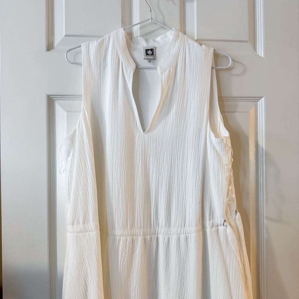 Anne Klein White Pleated Maxi Sundress